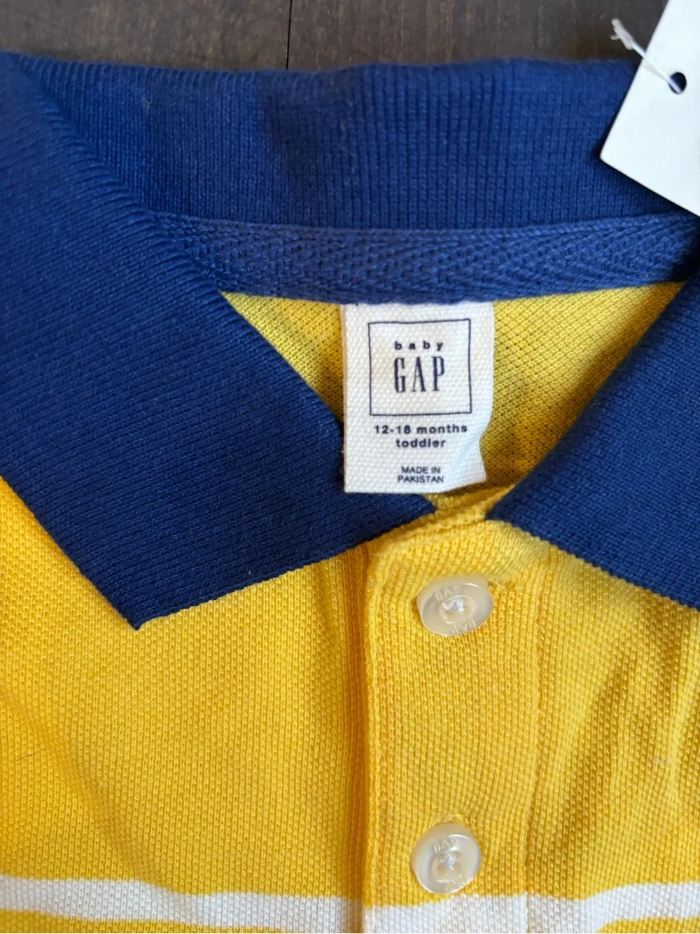 Baby GAP Yellow and Navy Striped Polo Shirt size 12-18 months